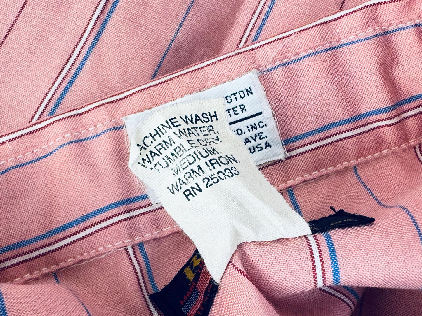 Vintage 1980s Ruddock Bros Pink Stripe Western Shirt  Size L  Cotton Blend Casual Button-Down