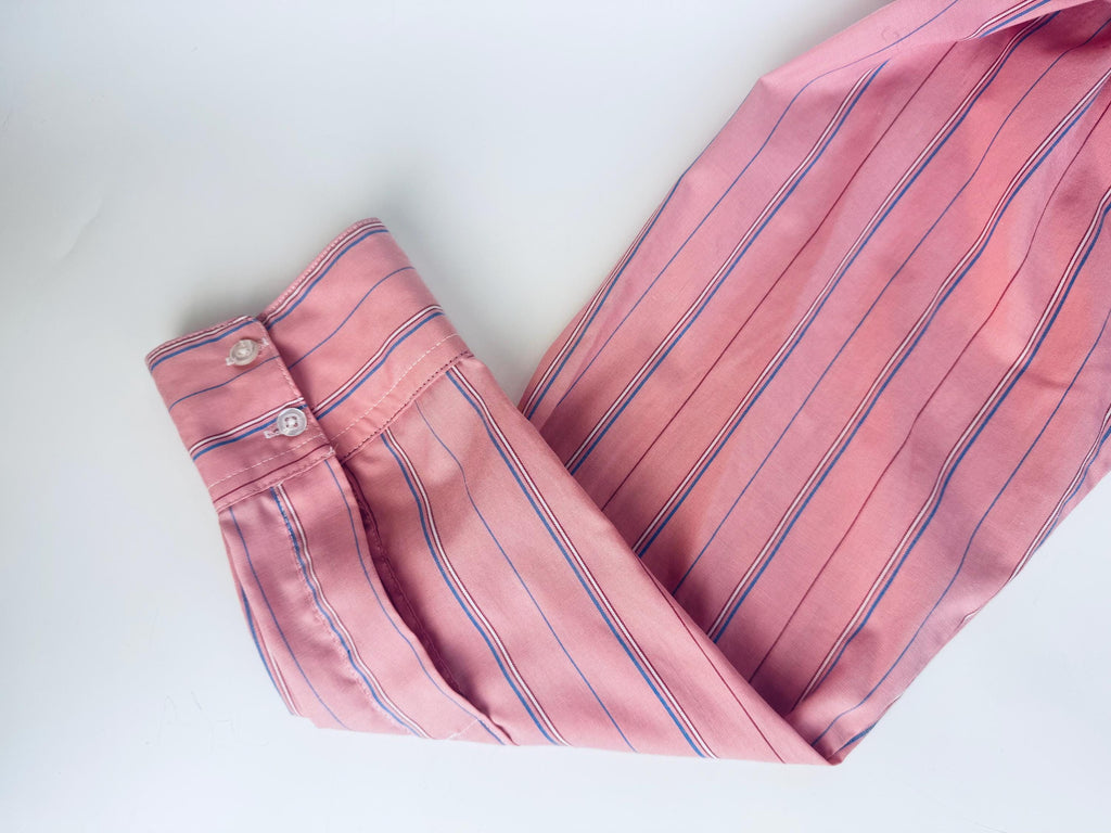 Vintage 1980s Ruddock Bros Pink Stripe Western Shirt  Size L  Cotton Blend Casual Button-Down
