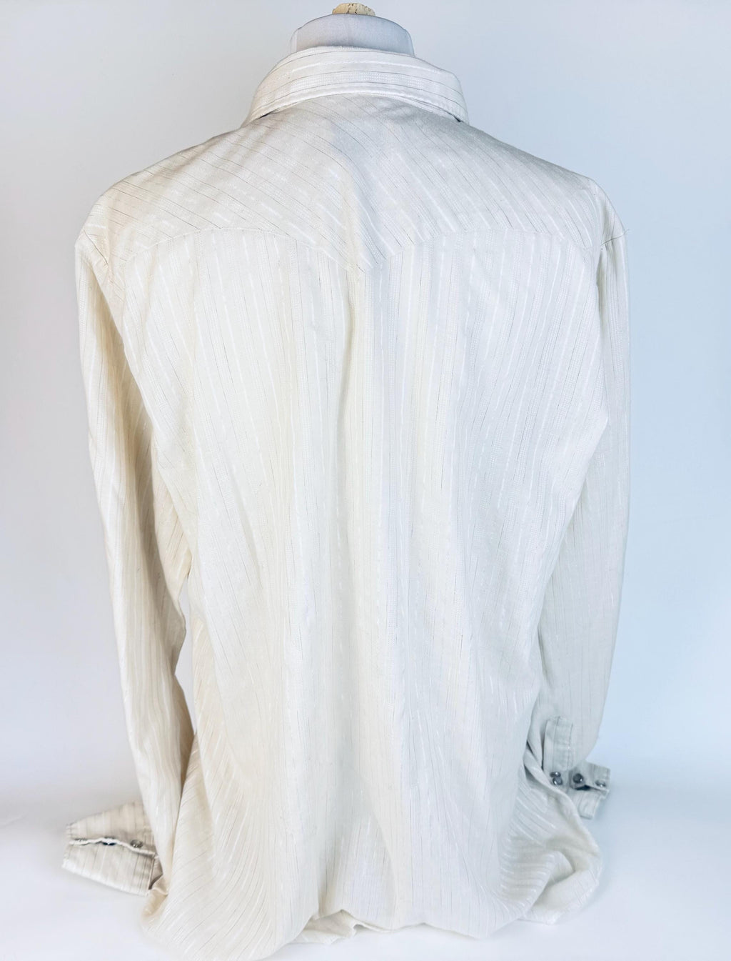 Vintage 1970s H Bar C “Mr. Tall Beige Pearl-Snap Western Shirt  Vintage Cotton-Poly Blend Ranchwear