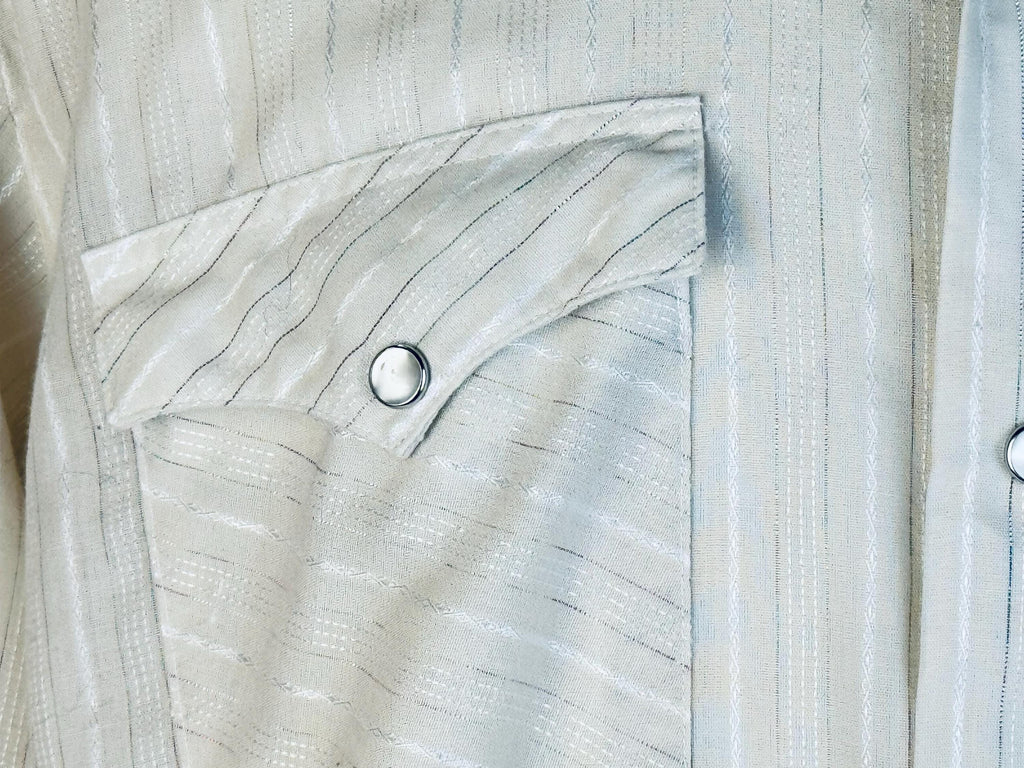 Vintage 1970s H Bar C “Mr. Tall Beige Pearl-Snap Western Shirt  Vintage Cotton-Poly Blend Ranchwear