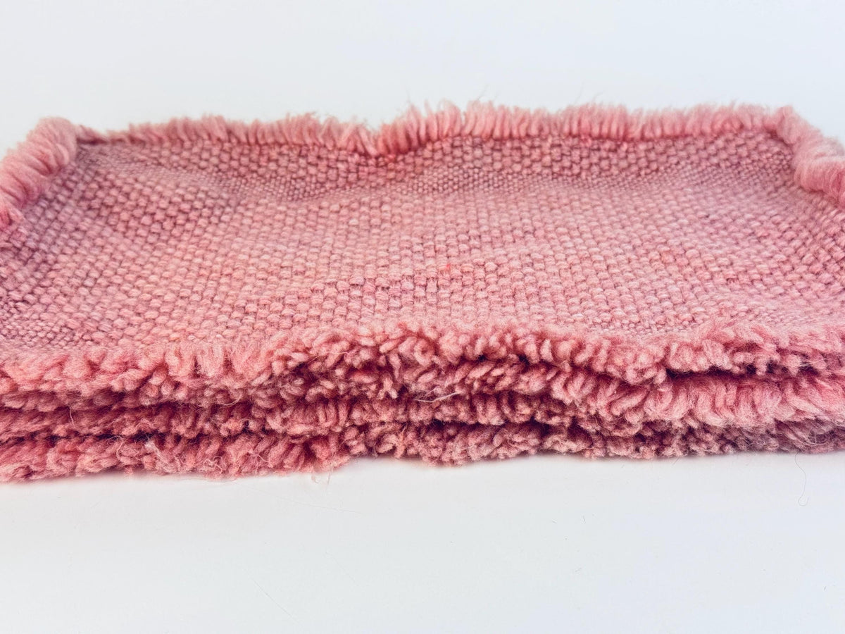 Vintage 1980s/1990s Pink Acrylic Woven Fringe Place Mats Set of 5  Retro Table Linens