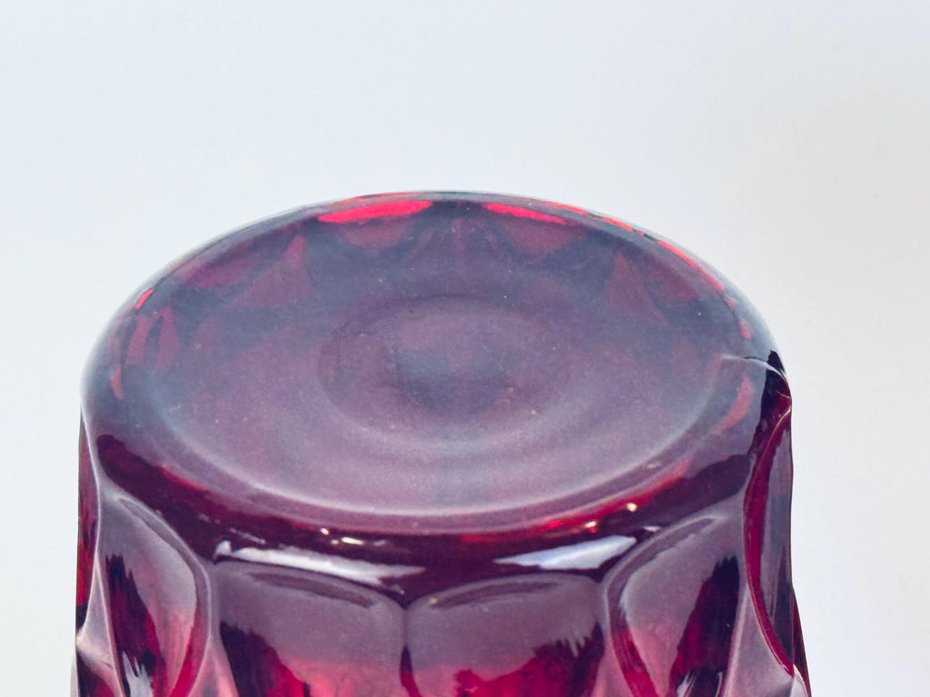 Vintage Ruby Red Heavy Pressed Glasses - Set of Two (2) - 'Perspective' By Noritake - Made In Japan