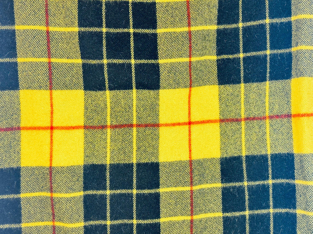 Vintage 1970s Ayers MacLeod Clan Tartan Wool Throw Blanket  Yellow & Black Plaid Wool Throw