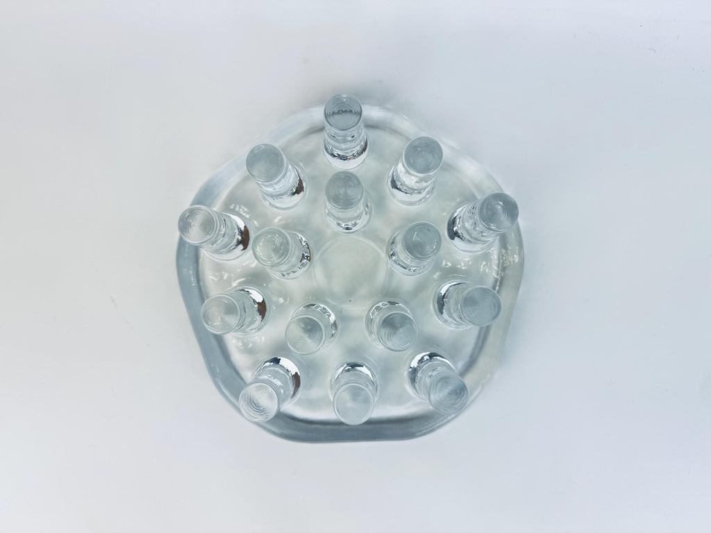 Vintage Georgshutte Art Glass Votive Candle Holder/Trivet Tea Warmer Stand - Made In Germany