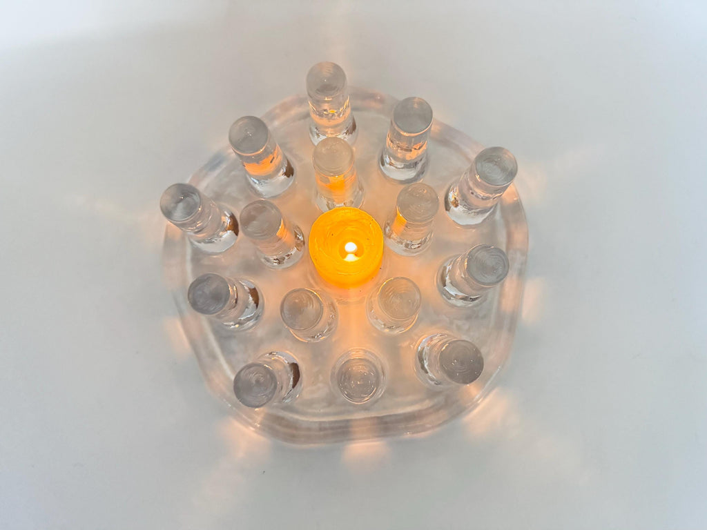 Vintage Georgshutte Art Glass Votive Candle Holder/Trivet Tea Warmer Stand - Made In Germany