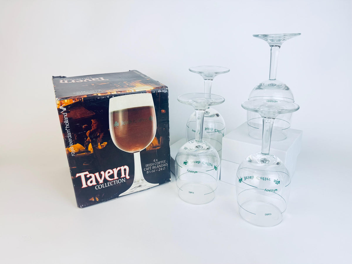 Vintage Irish Coffee Pedestal Glasses - Set of Four (4) - Tavern Collection - Made In Holland By Royal Leerdam