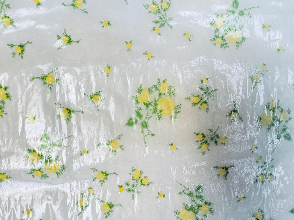 Vintage 1960s Polyfab Scented Drawer Liner - 'Yellow Rosebud' Floral Printed Polyblend Roll for Shelves & Linens - Made In Canada