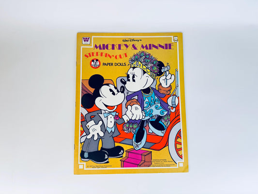 Vintage Whitman “Mickey & Minnie Steppin’ Out” paper dolls book with bright yellow cover