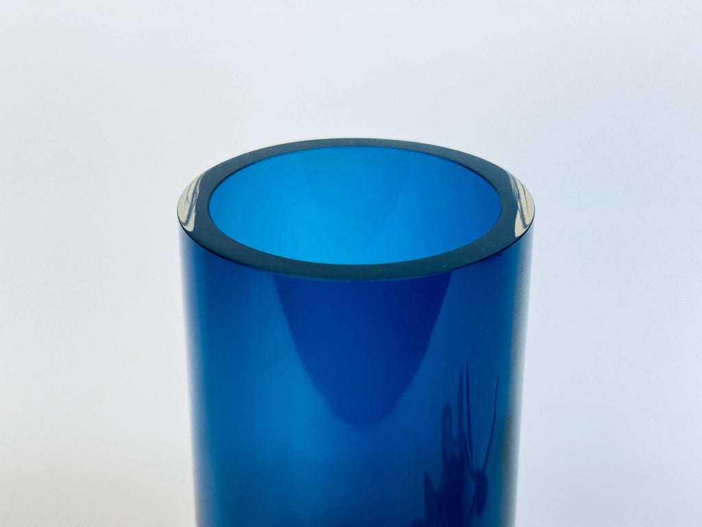 Vintage Tapio Wirkkala Cobalt Blue Glass Vase  1960s Iittala Finland Scandinavian Modern Art Glass