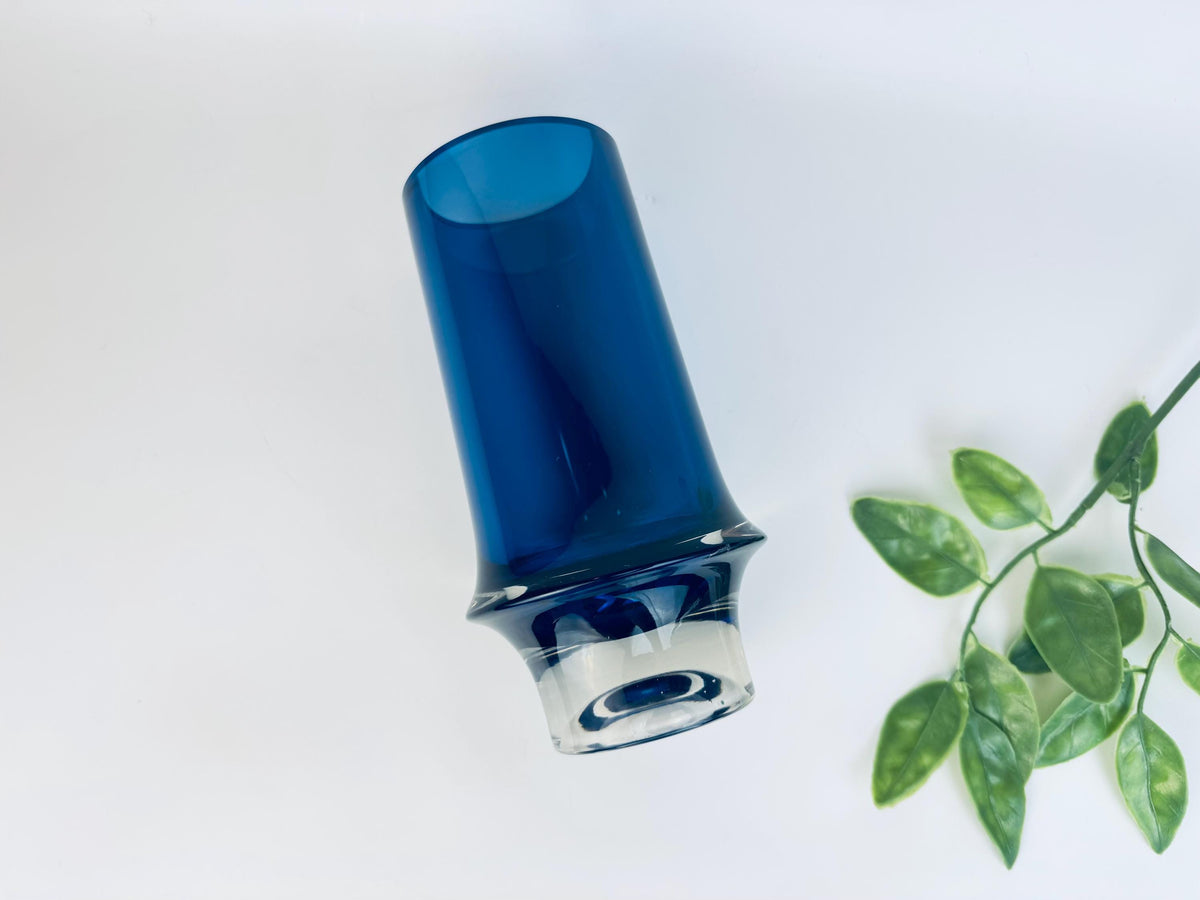 Vintage Tapio Wirkkala Cobalt Blue Glass Vase  1960s Iittala Finland Scandinavian Modern Art Glass