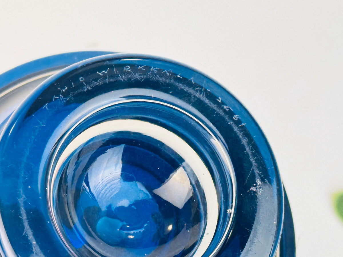 Vintage Tapio Wirkkala Cobalt Blue Glass Vase  1960s Iittala Finland Scandinavian Modern Art Glass