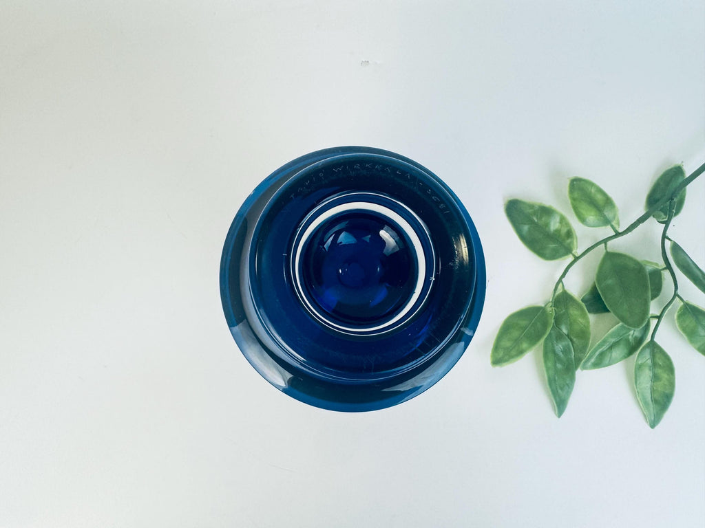 Vintage Tapio Wirkkala Cobalt Blue Glass Vase  1960s Iittala Finland Scandinavian Modern Art Glass