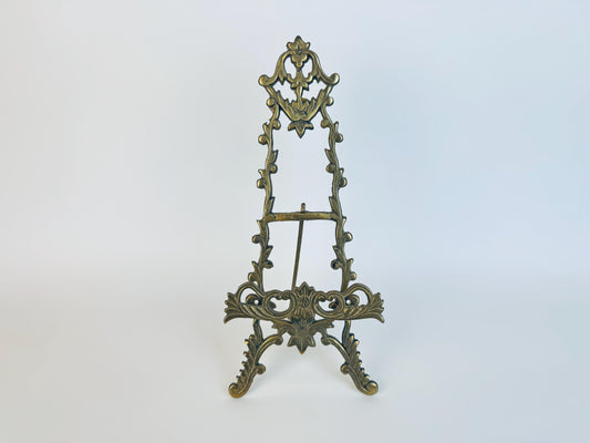 Vintage Ornate Solid Brass Display Easel  1970s Taiwanese Vintage Home Decor Stand for Plates, Photos, Artwork