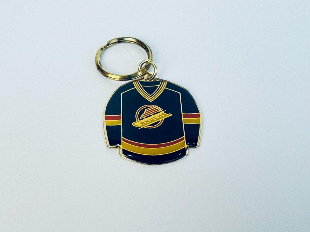 Vintage Black & Gold 1989 Vancouver Canucks Team Jersey Keychain  Enamel Metal Souvenir