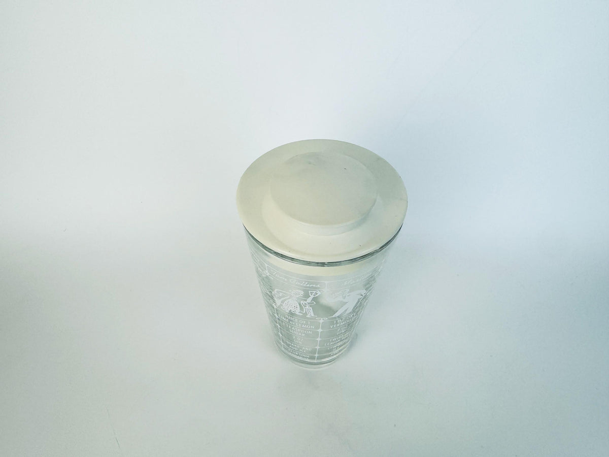 Vintage Federal Glass Cocktail Shaker  White Plastic Lid