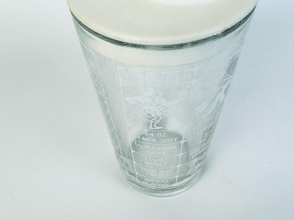 Vintage Federal Glass Cocktail Shaker  White Plastic Lid