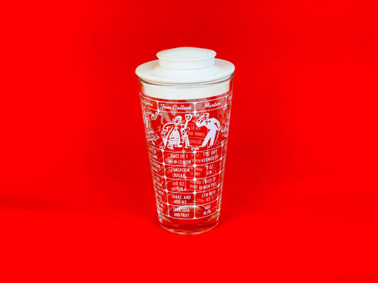 Vintage Federal Glass Cocktail Shaker  White Plastic Lid