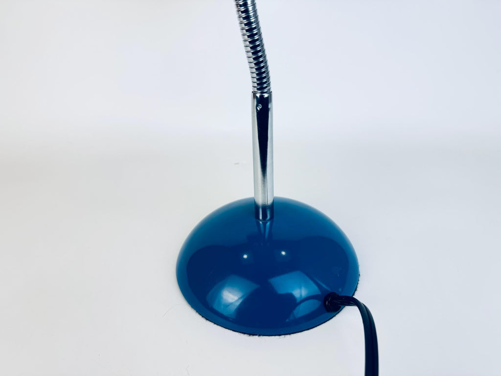 Vintage Y2K Blue & Silver Metal Gooseneck Desk/Home Office Task Lamp - Twist Switch