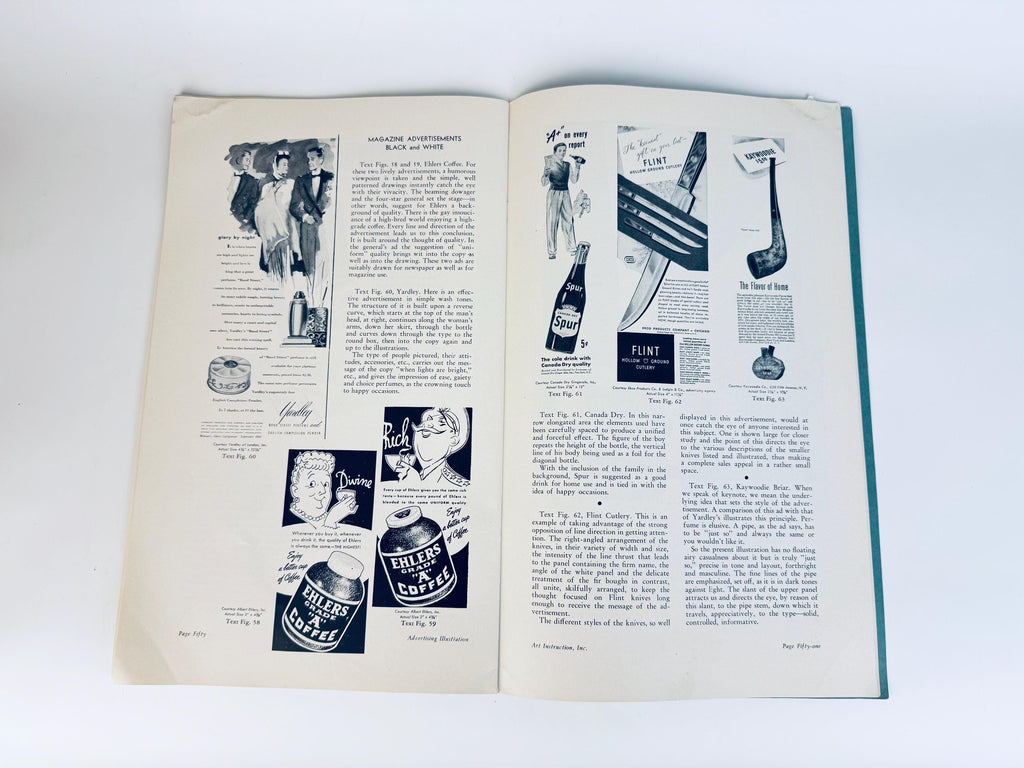 Vintage 1950s Teal Commercial Art & Design Instruction Books  Softcover art-lesson guide  Each Sold Separately