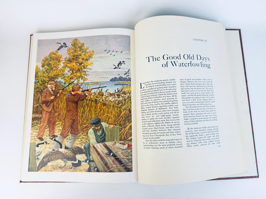 Vintage Brown Hardcover Book with Slipcase  The Story of American Hunting and Firearms (1959) - Illustrated Collectible History