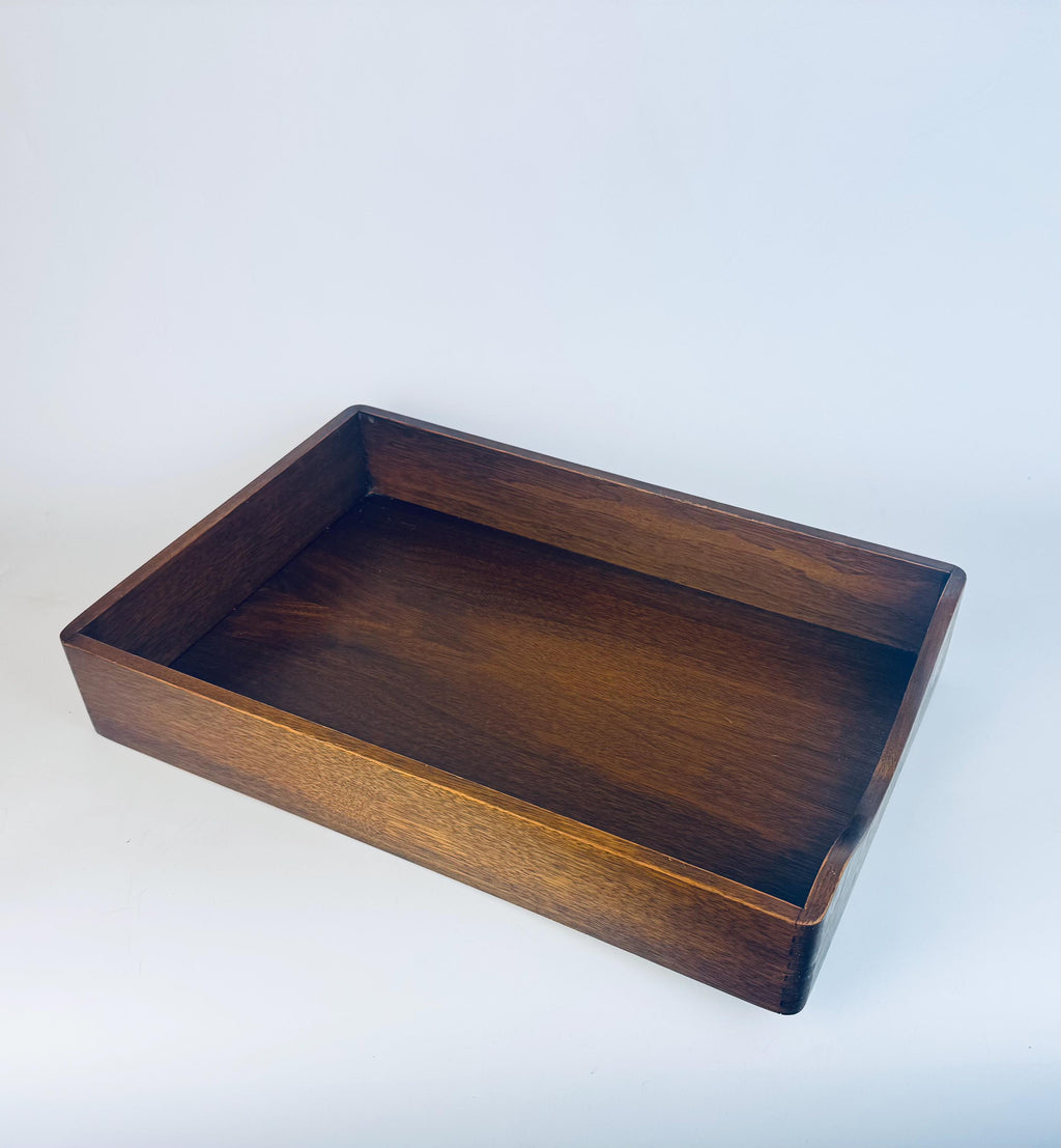 Vintage Oak Wood Letter Tray  Mid-Century Office Elegance  Desk Organizer