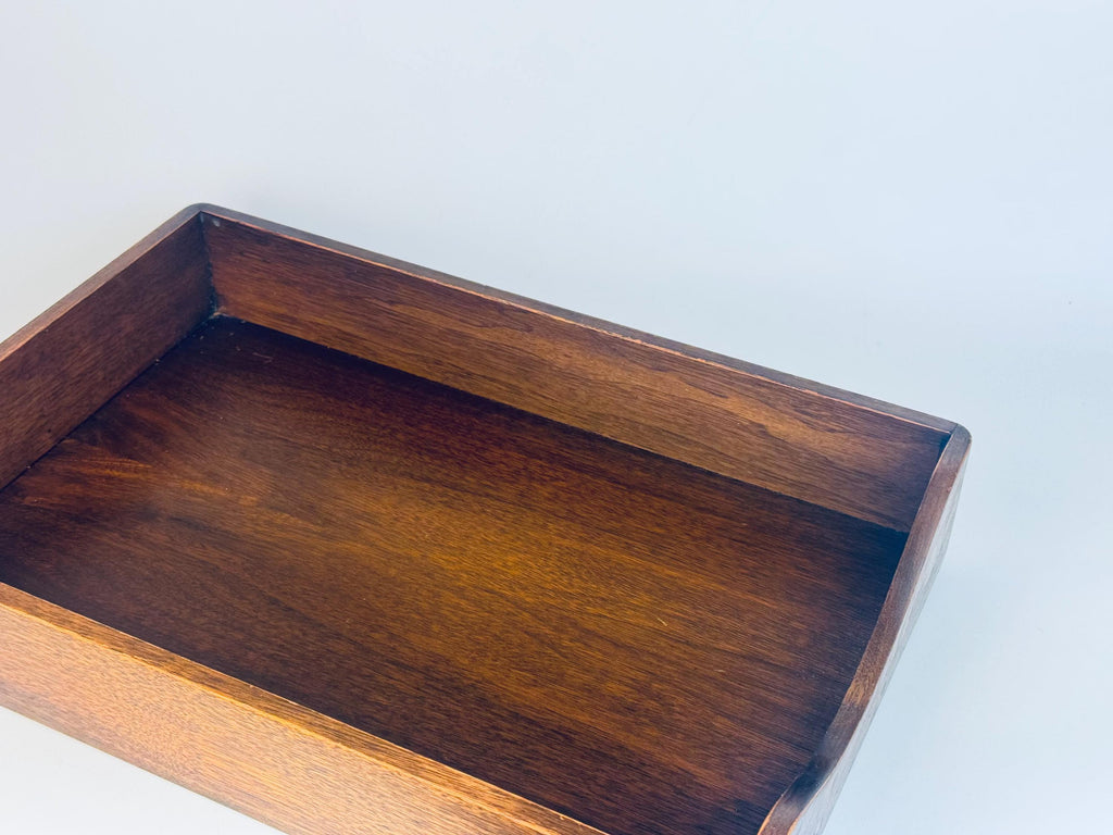 Vintage Oak Wood Letter Tray  Mid-Century Office Elegance  Desk Organizer