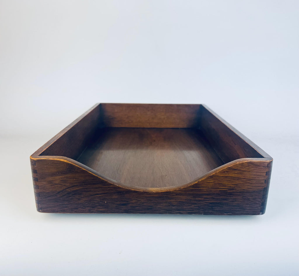Wooden tray on a white background