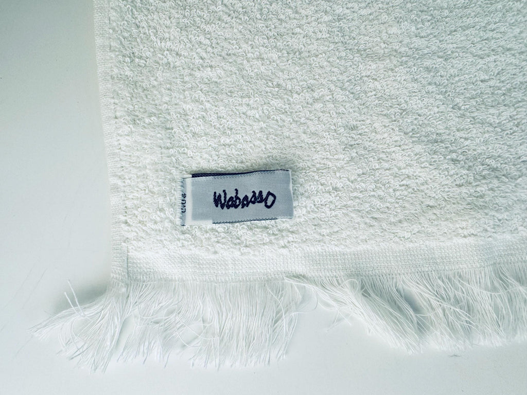 Vintage 1980s Wabasso Kimiko Floral Bath Towel  White Cotton Blend with Signed Pink and Purple Flowers Made in Canada