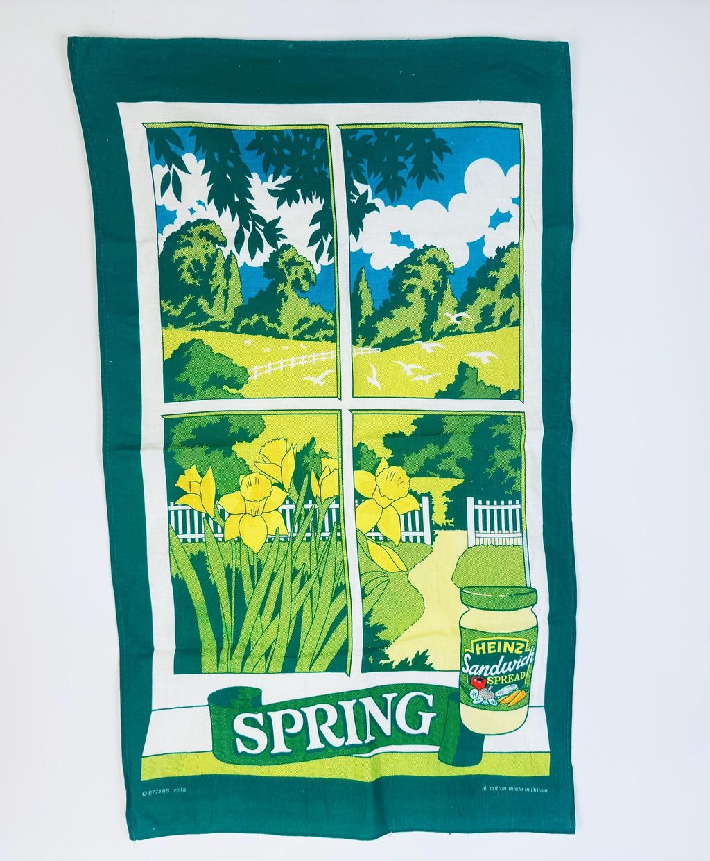 Vintage 1970s Heinz Advertising Tea Towel  Four Seasons Cotton Kitchen Towels, Retro British Promo Linens