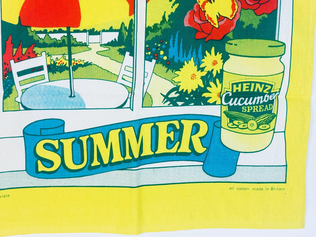 Vintage 1970s Heinz Advertising Tea Towel  Four Seasons Cotton Kitchen Towels, Retro British Promo Linens