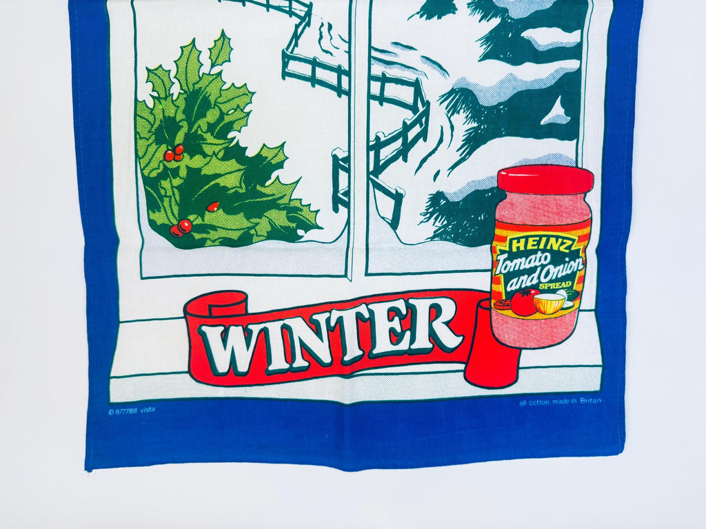 Vintage 1970s Heinz Advertising Tea Towel  Four Seasons Cotton Kitchen Towels, Retro British Promo Linens