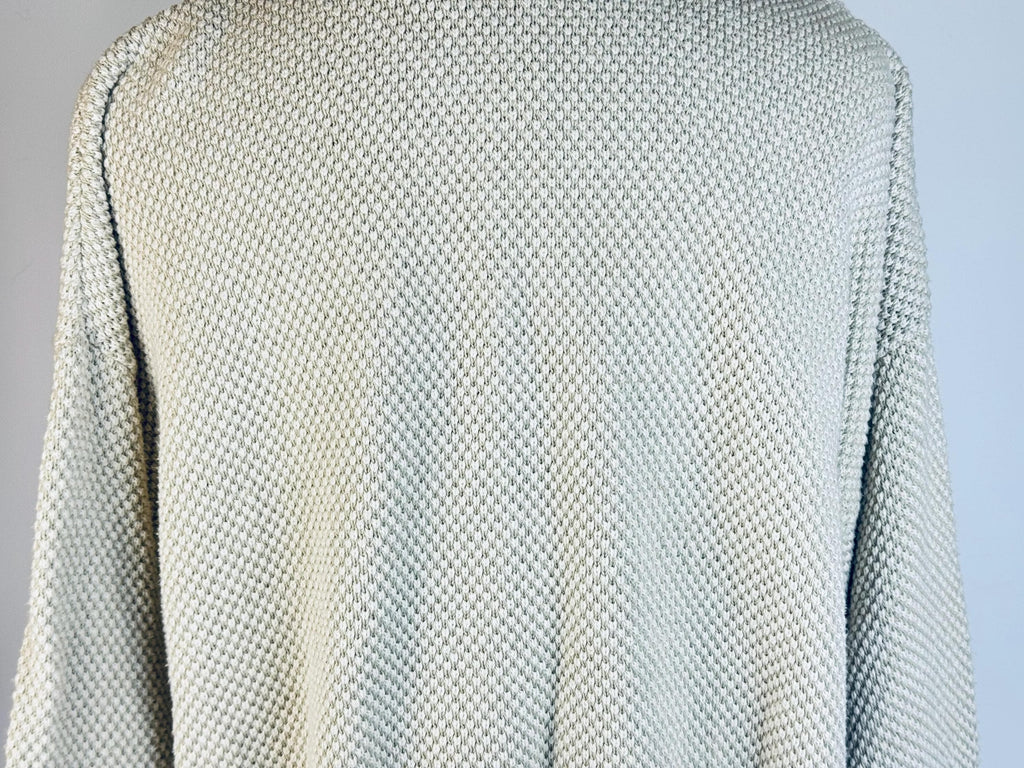 Vintage 'PECONIC Bay Traders' Beige Waffle Knit Henley Sweater - Size X-Large - Made In USA