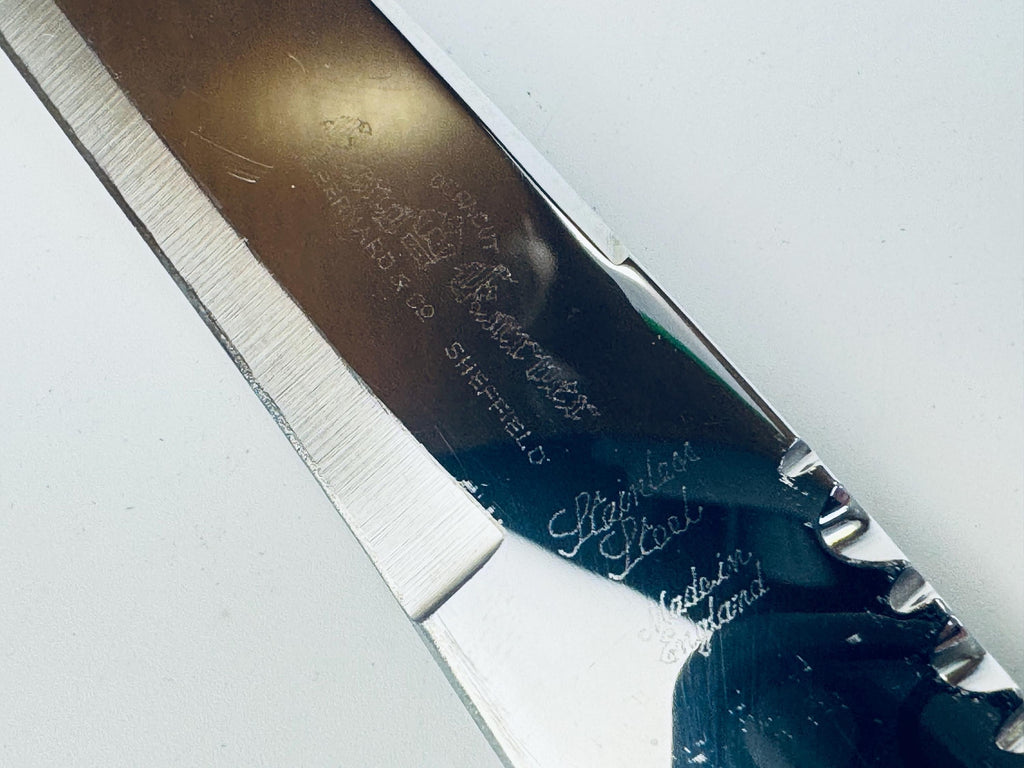 Vintage 1960s Glo-Hill Cutlery “The Connoisseurs Choice Faux-Antler Sheffield Steel Carving Set in Original Box - Made In England