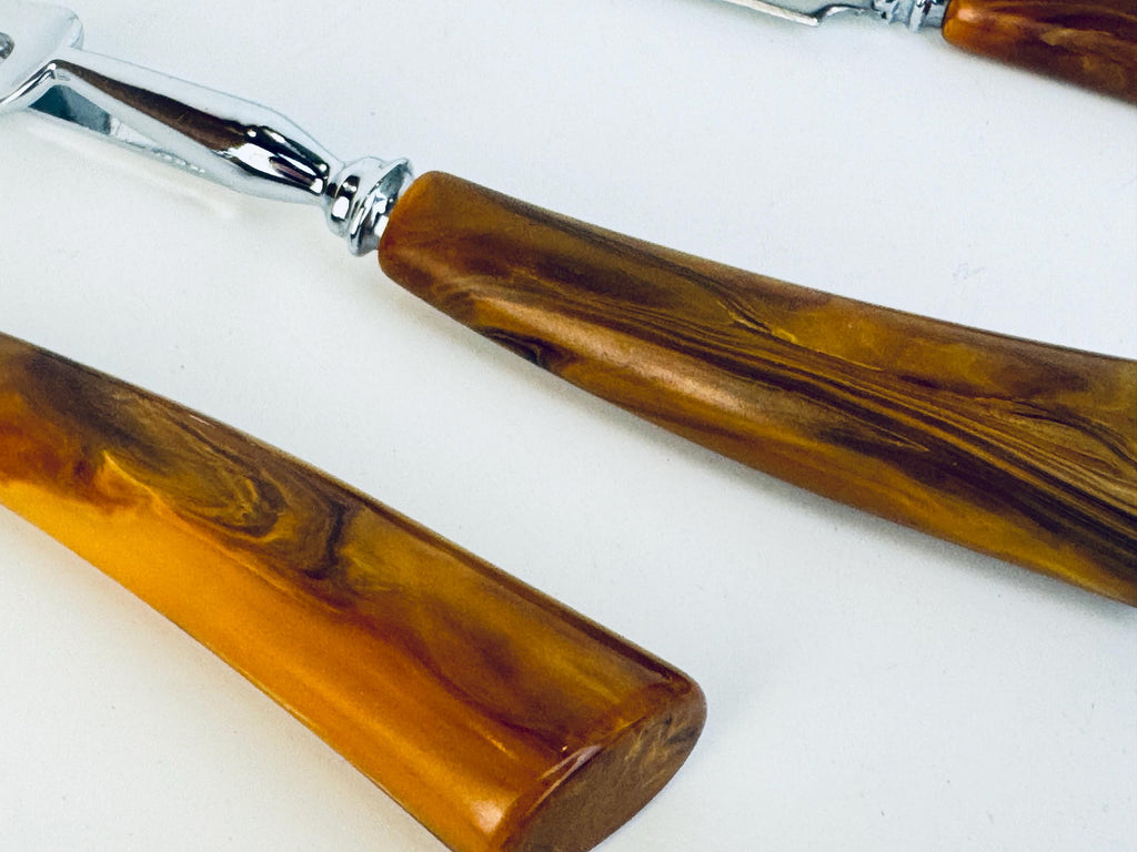 Vintage 1950s Glo-Hill Cutlery The Connoisseurs Choice Butterscotch Bakelite Carving Set  John Palmer Stainless Steel Canada - Canada Made