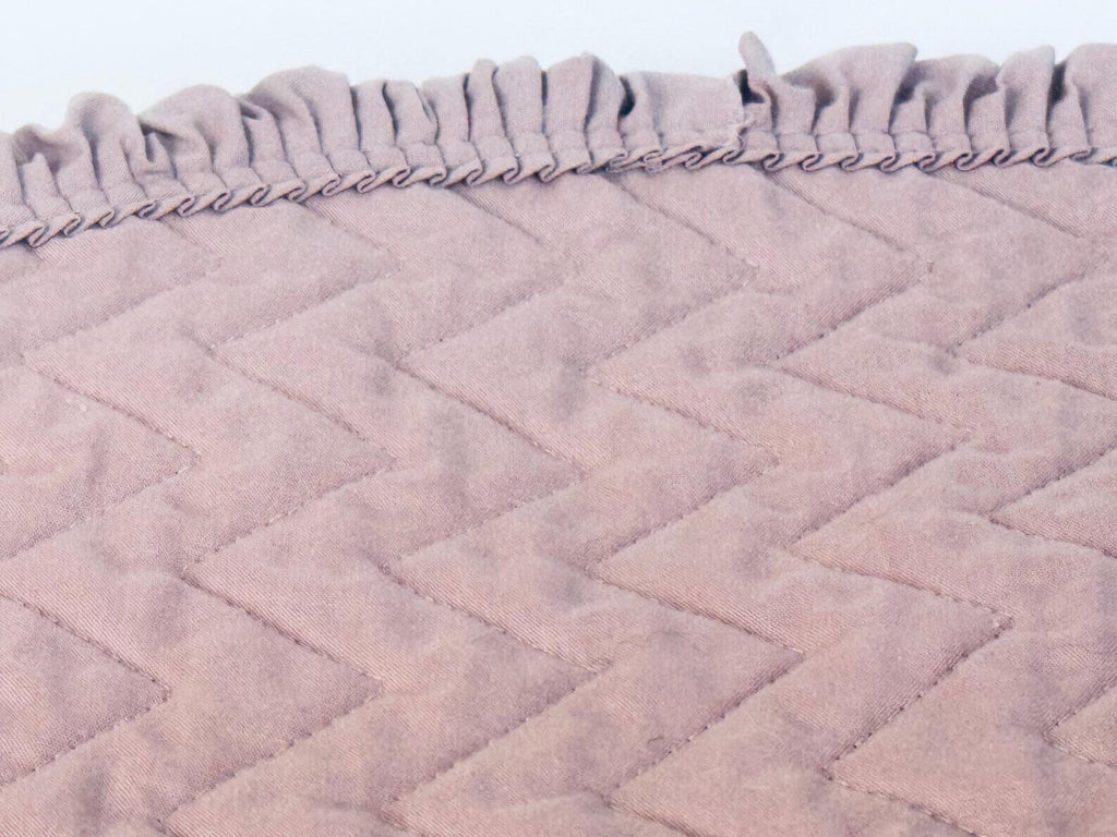 Vintage Dusty Rose Pink Quilted Place Mats - Ruffled Edge - Set of Four (4)