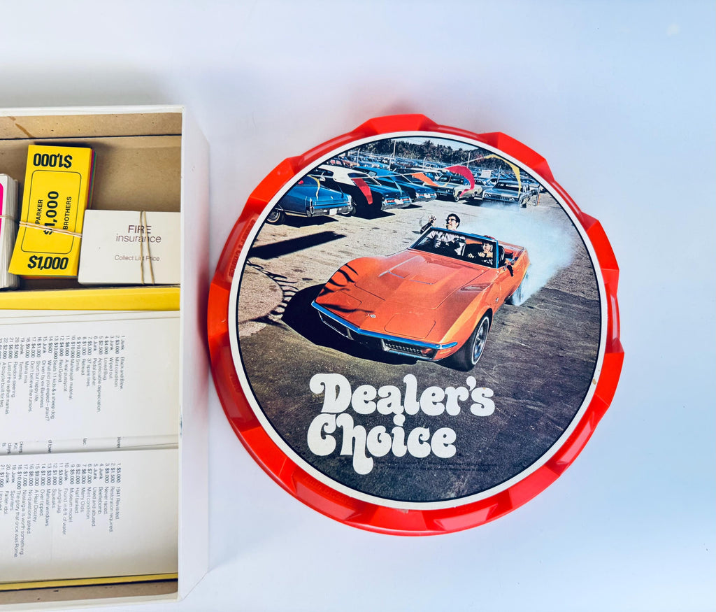 Vintage 1970s Dealer's Choice Board Game  Retro Car Deal Game in Orange & White Box