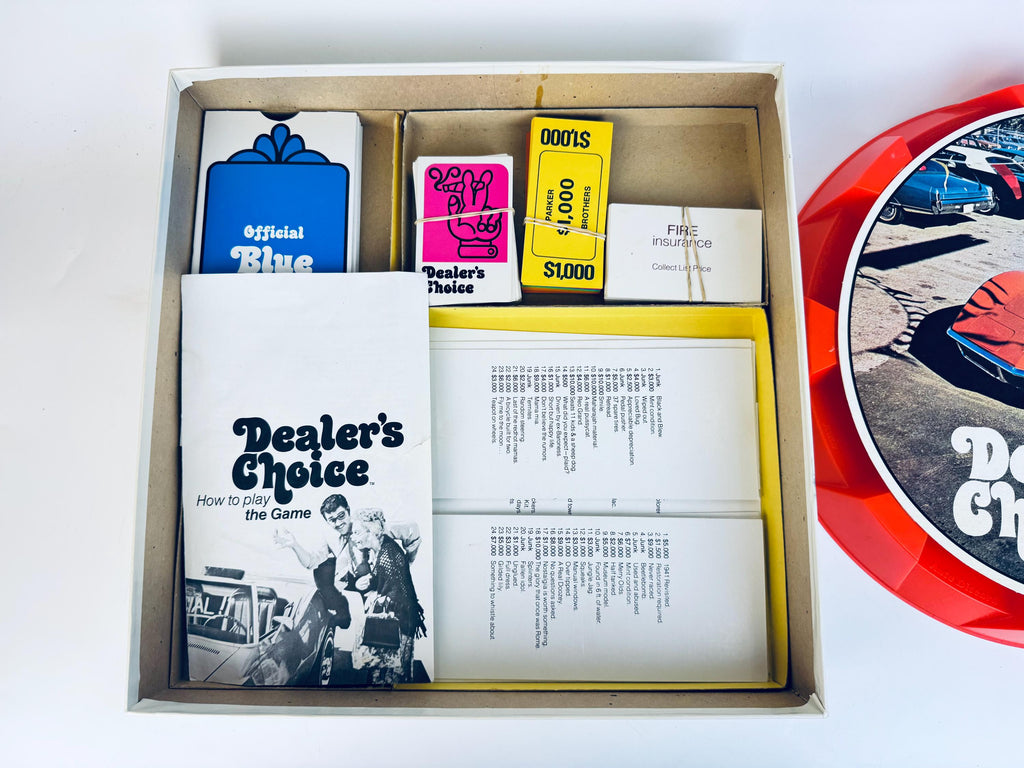 Vintage 1970s Dealer's Choice Board Game  Retro Car Deal Game in Orange & White Box