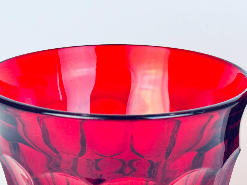 Vintage Ruby Red Heavy Pressed Glasses - Set of Two (2) - 'Perspective' By Noritake - Made In Japan