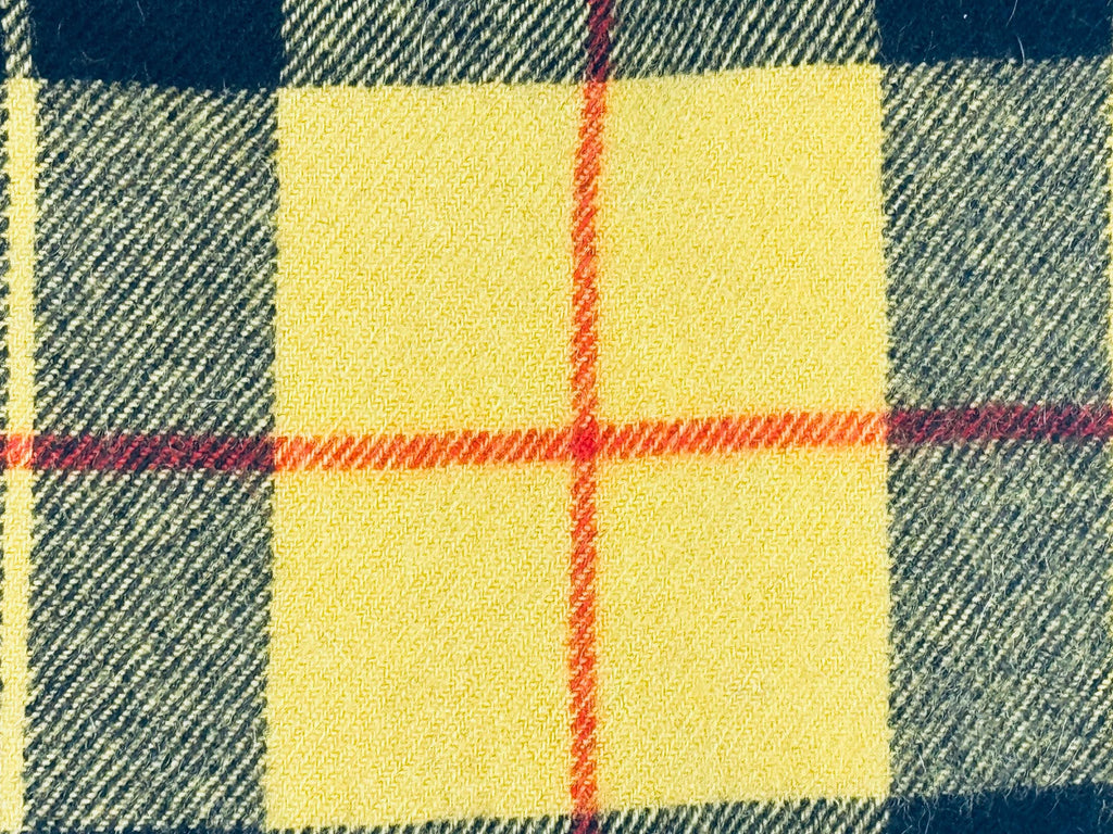 Vintage 1970s Ayers MacLeod Clan Tartan Wool Throw Blanket  Yellow & Black Plaid Wool Throw