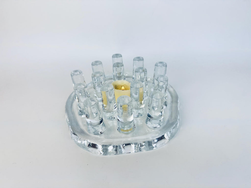 Vintage Georgshutte Art Glass Votive Candle Holder/Trivet Tea Warmer Stand - Made In Germany
