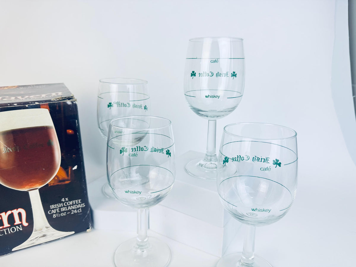 Vintage Irish Coffee Pedestal Glasses - Set of Four (4) - Tavern Collection - Made In Holland By Royal Leerdam