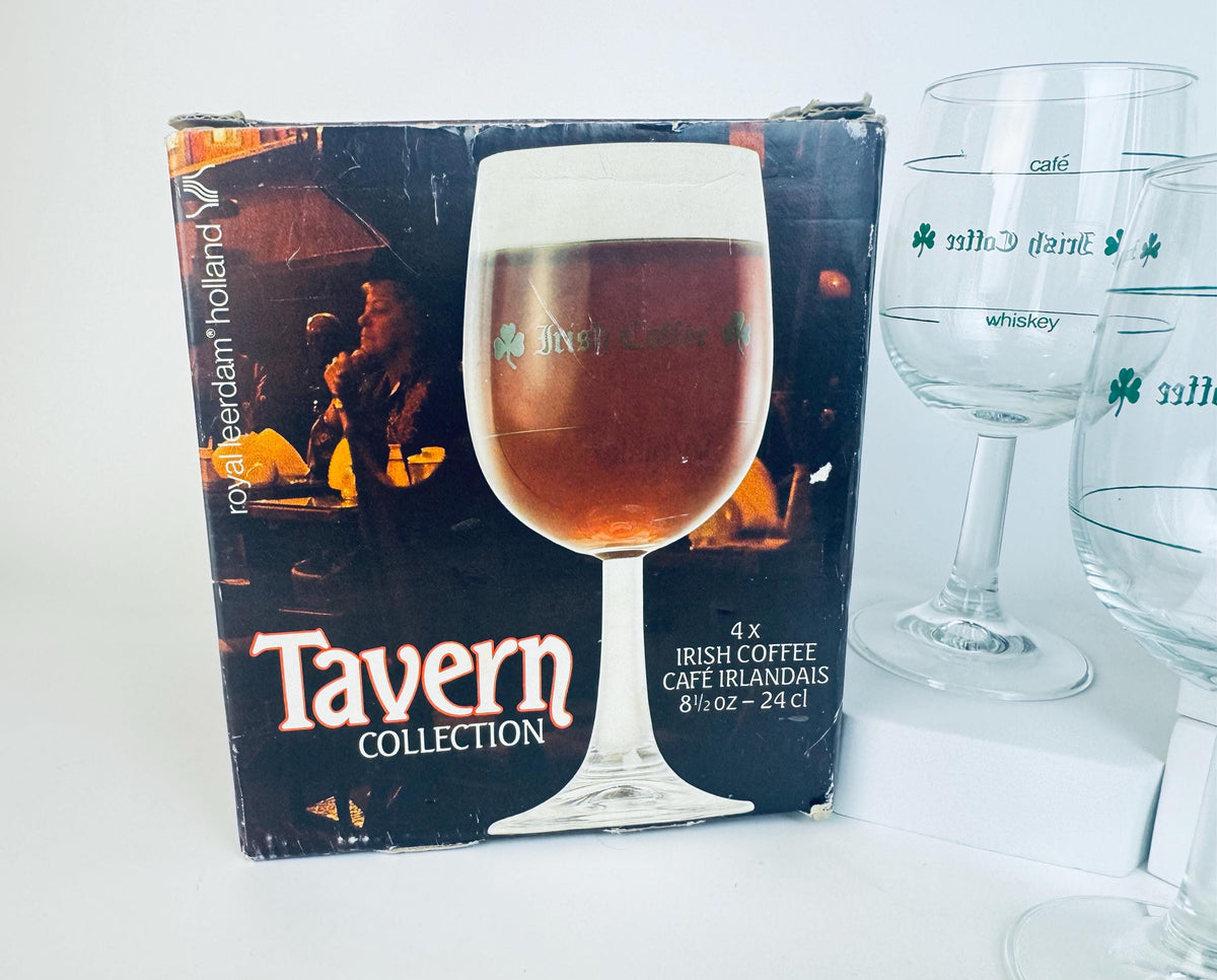 Vintage Irish Coffee Pedestal Glasses - Set of Four (4) - Tavern Collection - Made In Holland By Royal Leerdam