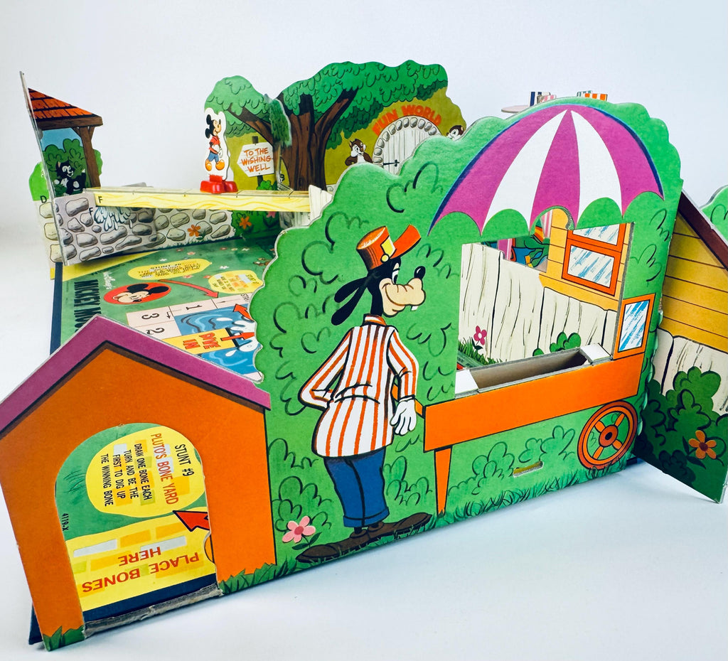 Vintage Mickey Mouse Follow The Leader Board Game  3D Cardboard Disney Playroom Accent