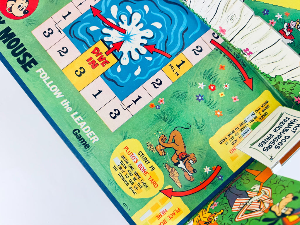 Vintage Mickey Mouse Follow The Leader Board Game  3D Cardboard Disney Playroom Accent
