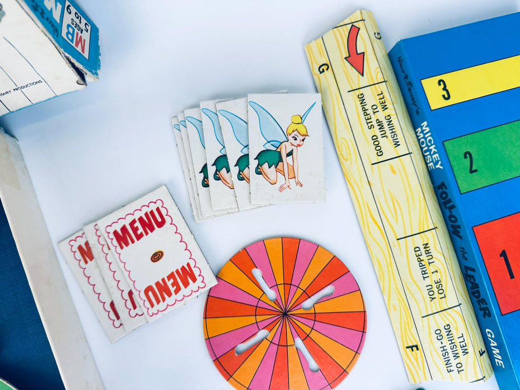 Vintage Mickey Mouse Follow The Leader Board Game  3D Cardboard Disney Playroom Accent