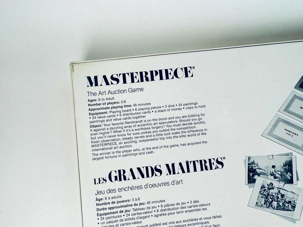 Vintage 1970 Masterpiece Board Game  The Art Auction Game By Parker Brothers  Made In Canada  New Old Stock (NOS)