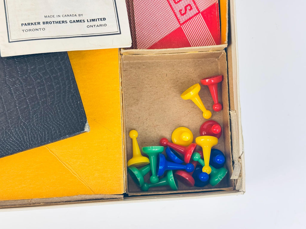 Vintage 1950s Sorry! Board Game  Canadian Edition, Blue Box with Cards & Plastic Pawns  Mid-Century Family Game