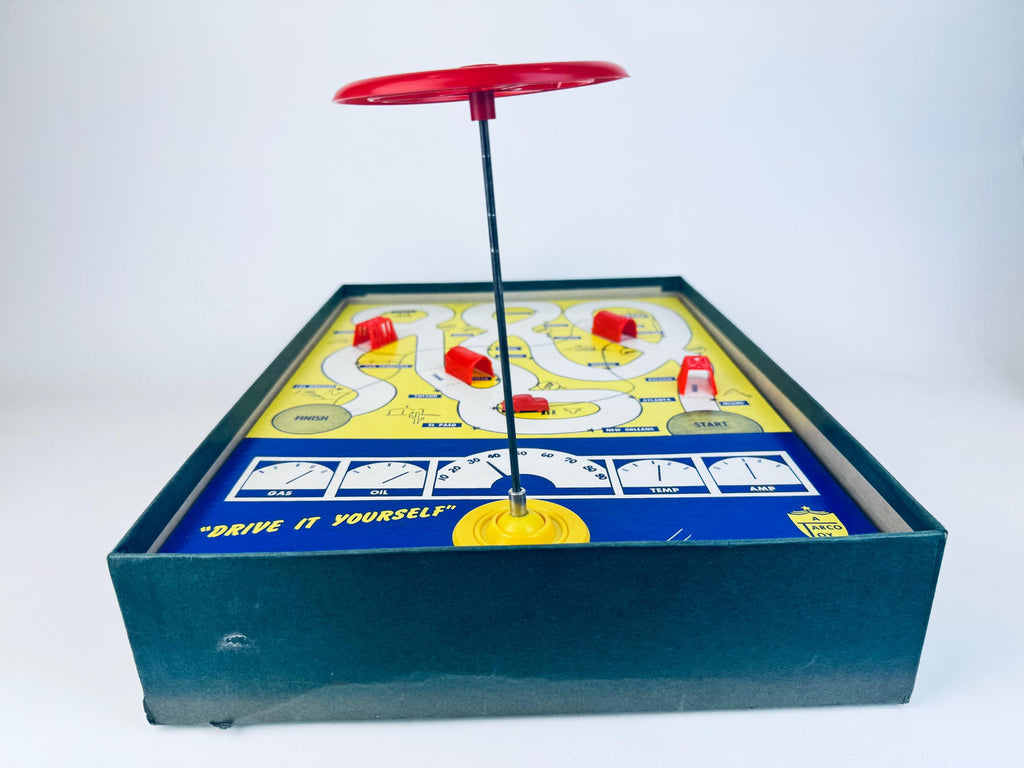 Vintage 1950s Magnetic Skill-Drive Board Game  Drive Yourself Cross Country  Made In USA