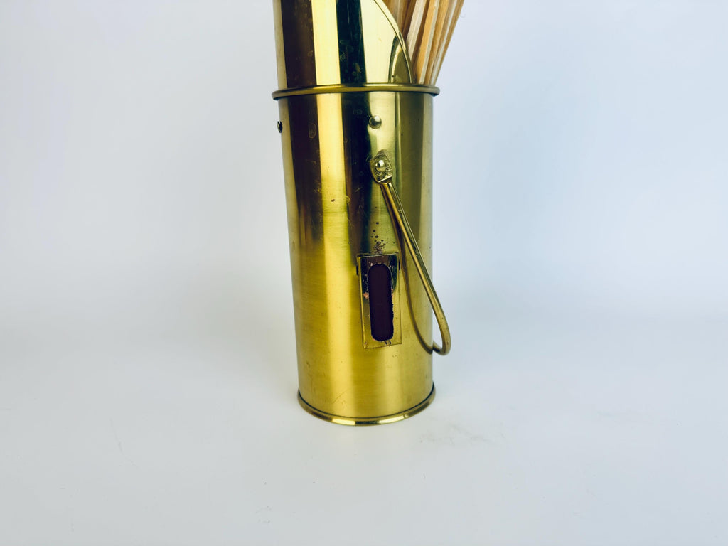 Vintage Brass Match Holder Striker  1970s Taiwan Fireplace Hearth Accessory