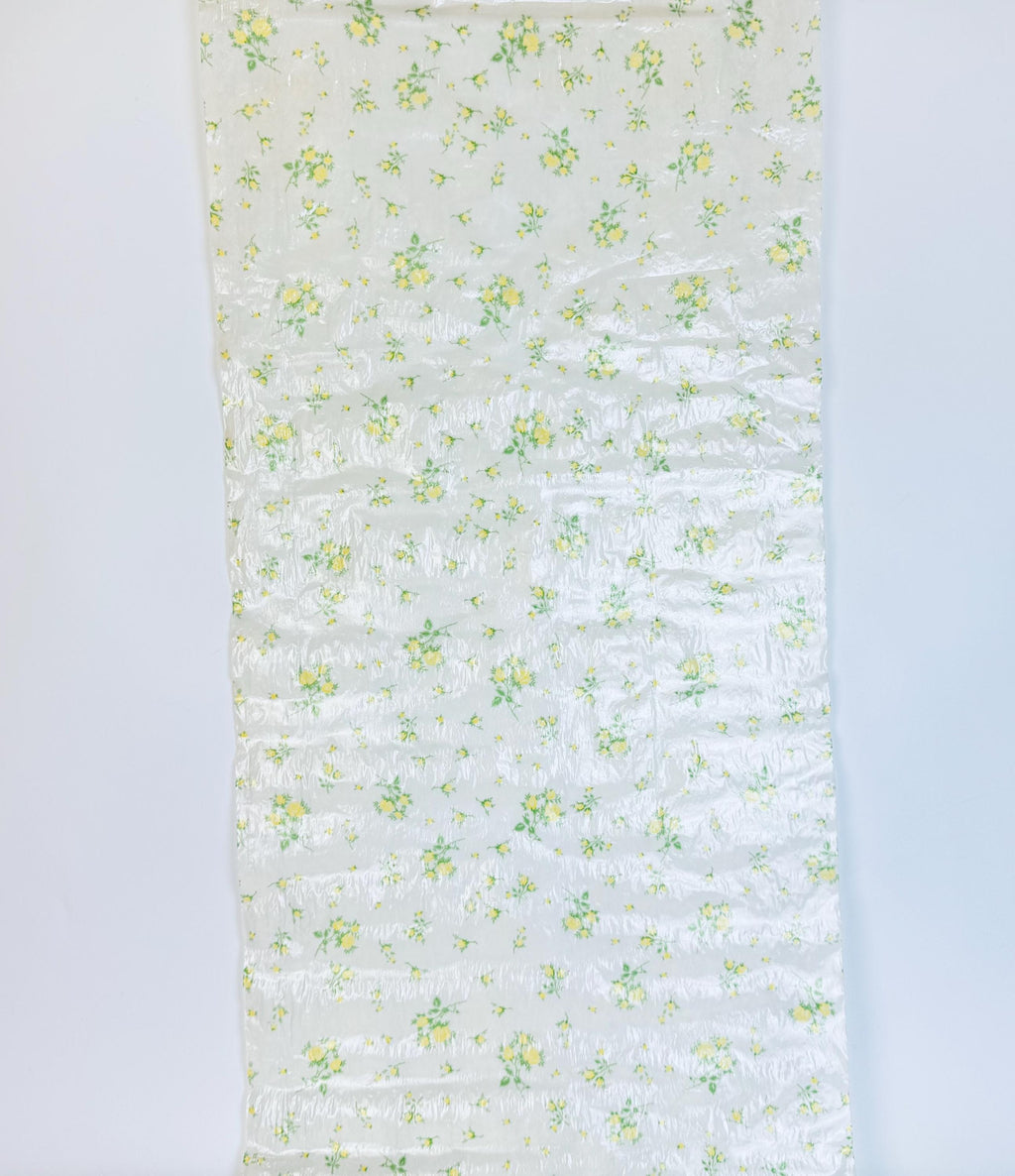 Vintage 1960s Polyfab Scented Drawer Liner - 'Yellow Rosebud' Floral Printed Polyblend Roll for Shelves & Linens - Made In Canada